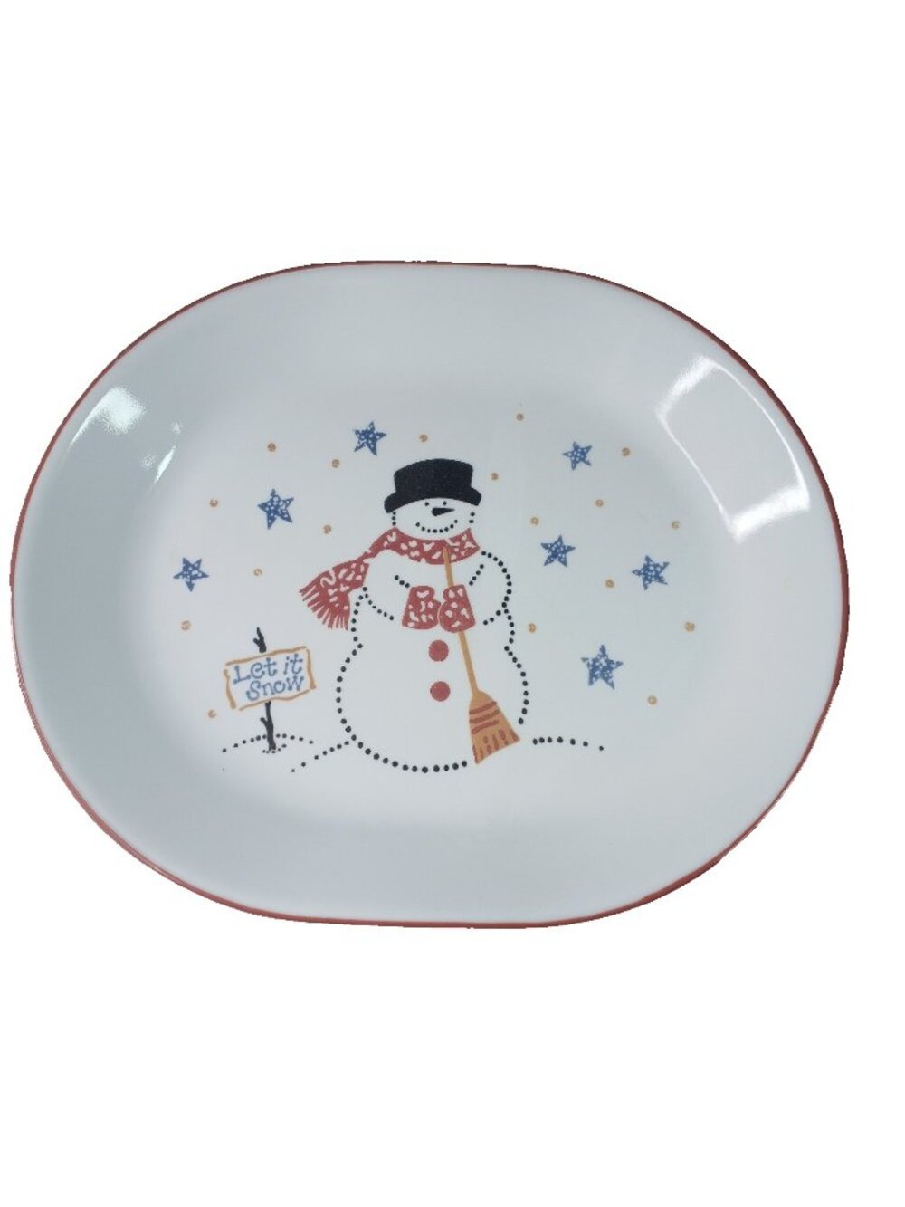 Corelle Corning  Frosty Morn Christmas Holiday Platter 12" x 10" Glass VTG USA